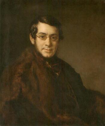 Portrait of a gentleman wearing glasses by 
																	Vassili Tropinin