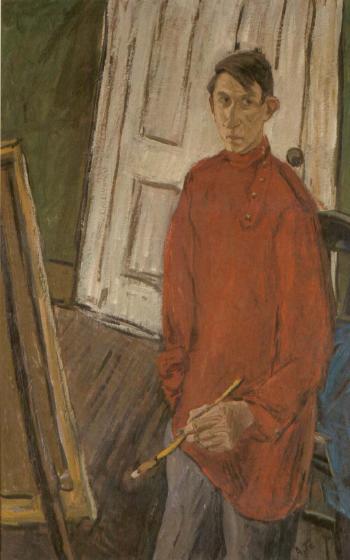 S. of the artist at his easel by 
																	Alex Tschernjawski
