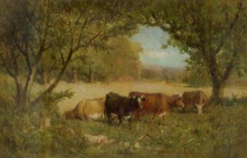 Cows in a pasture by 
																	Edward M Bannister