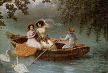 Boat with girls on lake by 
																	Eleonora Ragusa