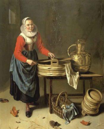 Jeune femme dans une cuisine by 
																	Willem van Odekerken