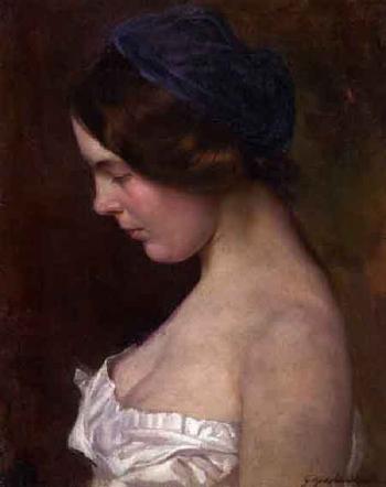 Portrait of young woman by 
																	G Bakaleinikow