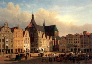 Old market place in Rostock by 
																	Friedrich Jentzen