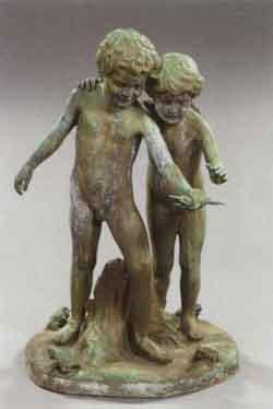 Nude boy and girl playing with frog by 
																	Helen G Sahler