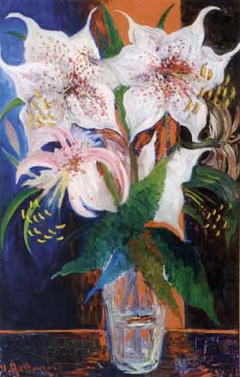 Lilies in a vase by 
																	Veikko Aaltona