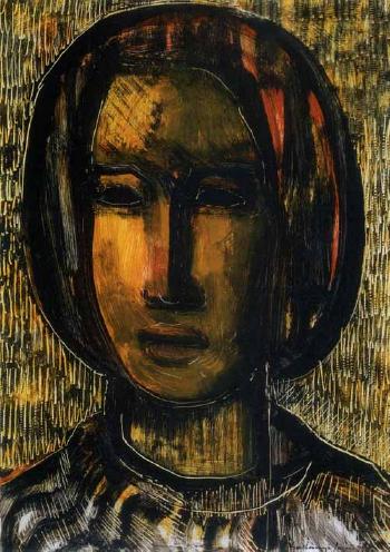 Head portrait of a woman by 
																	Jeno Gadanyi