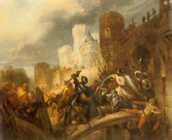 A crusaders battle by 
																	Gustav Buschmann