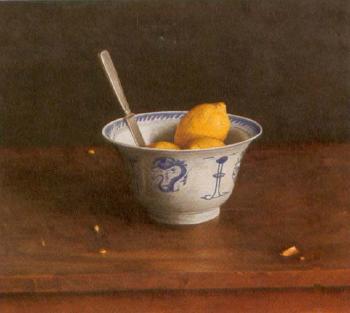 Still life with lemons in a Chinese bowl by 
																	Herman M Lyftogt