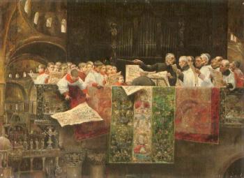 The choir of St Mark's, Venice by 
																	Jose Gallegos y Arnosa