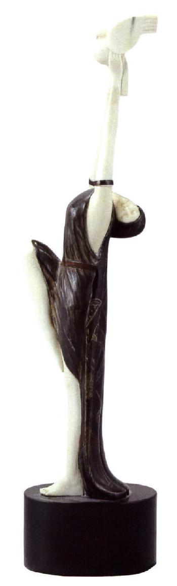 Femme drapee portant dans ses mains une colombo by 
																	Ghanu Gantcheff