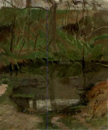 Stagnant pond, March by 
																	Edmund Fairfax-Lucy
