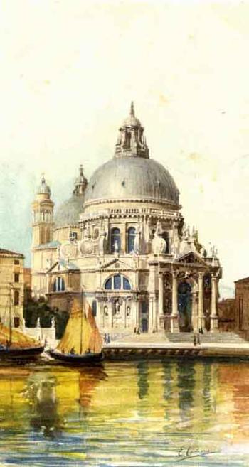 View of Santa Maria Della Salute, Venice by 
																	Ettore Cadorin