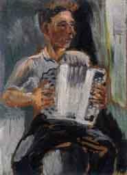Man playing the concertina by 
																	Hans Ryggen