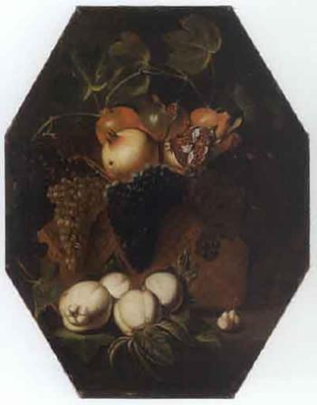Still life with pomegranates. Still life with apricots by 
																			 Majorcan School