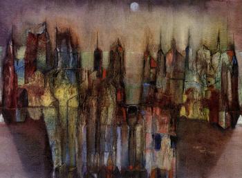 Moonlit cityscape by 
																	Sadanand K Bakre