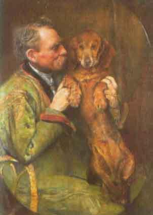 Portrait of a gentleman and his dog by 
																	Anne L Synnerton