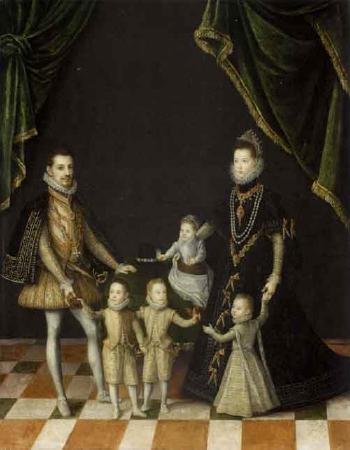 Group portrait of the family of Carlo Emanuele, Duke of Savoy by 
																	Alonso Sanchez Coello