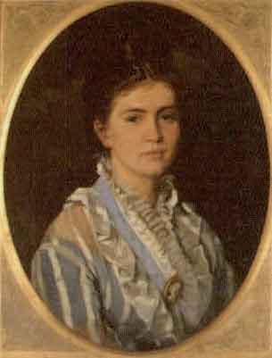 Portrait of a lady, wearing a cameo brooch by 
																	Fedor Encke