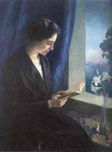 Lady reading by 
																	 Ayala y Galan