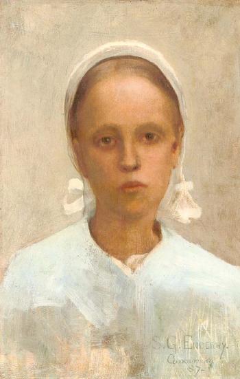 Portrait of Breton girl by 
																	Samuel G Enderby