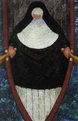 Nun in rowing boat by 
																	Helge Engelbrecht
