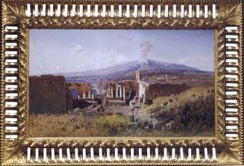 View of the Greek theatre in Taormina by 
																	Giuseppe Laezza