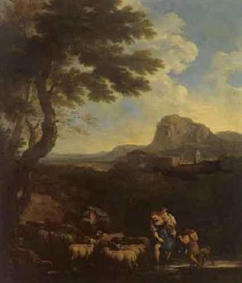 Paysage avec bergers et troupeau by 
																	Pieter Mulier
