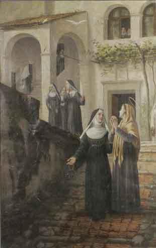 Nuns in courtyard by 
																	Tito Troja