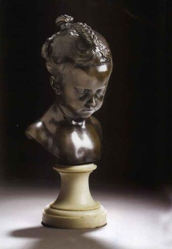Portrait bust of small girl by 
																	Jacques Francois Joseph Saly