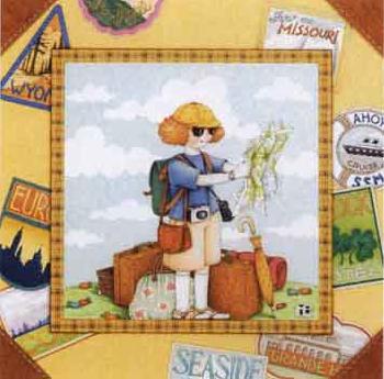 August trip. Pumpkin chariot. Girl holding pie by 
																	Mary Engelbreit