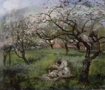 Children playing in an orchard by 
																	Hannah C Preston MacGoun