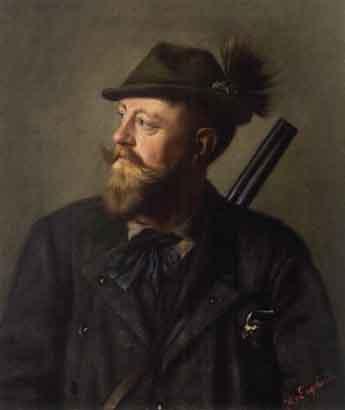 Portrait of a hunter by 
																	Baron Hermann Engelhardt
