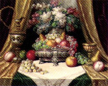 Still life with fruit and flowers by 
																	Bela Balogh