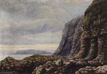 Coastal landscape with cliffs, Faroe Islands by 
																	Joen Waagstein