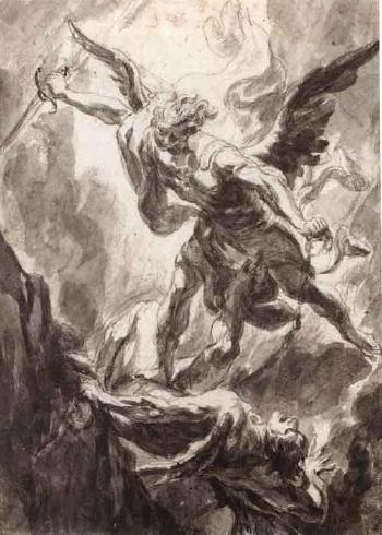 Saint Michael the Archangel slaying Satan by 
																	Georg Wilhelm Neunhertz