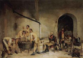 Soldiers after training in an interior by 
																	Henry Walker d'Acosta