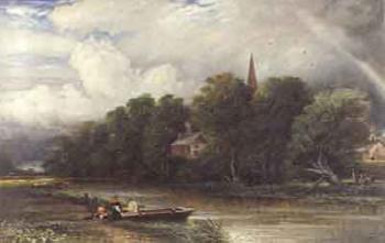 Normanton on Soar, Leicestershire, river landscape by 
																	James Orrock
