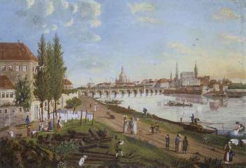View of Dresden with Augustus Bridge by 
																	D G Dahne
