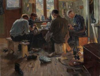 Interior from a shoemaker's workshop by 
																	Arnold Borisovich Lakhovsky
