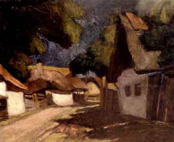 Street scene in Napsutotte by 
																	Bela Csalany