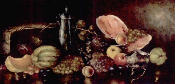 Still life with summer fruits and silverware by 
																	Nicolaos Vokos