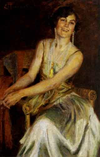 Lady wearing party dress by 
																	Emil Rosenstand