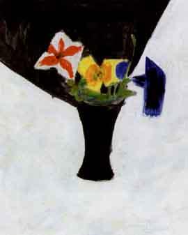 Flowers in black vase by 
																	Gunnar Hallander
