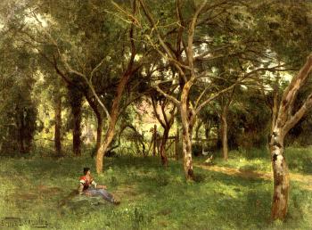 A rest in the orchard by 
																	Emile Dardoize