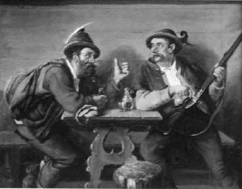 Two hunters in tavern by 
																	Max Kuglmayer