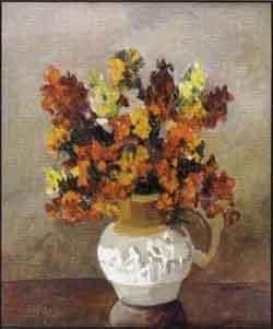 Wallflowers in a jug by 
																	Mary Elizabeth Oddie