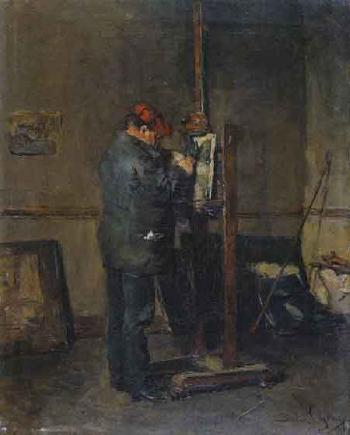 The artist at his easel by 
																	David Oyens