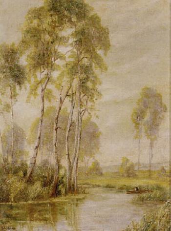 Summer landscape with stream by 
																	Ernest Haden