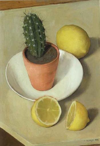 Still life of lemons and cactus by 
																	Carlo Varese