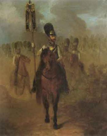 Russian dragoons on horseback by 
																	Sven Leonard Rydholm